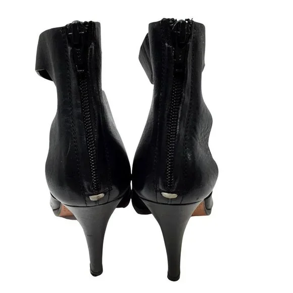 Mason Martin Margiela Stiletto Womens Heels 38.5 M Black Leather Peep-toe Shoes - Picture 3 of 11